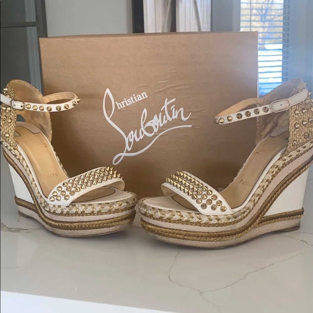 Louboutin spike wedge sandal